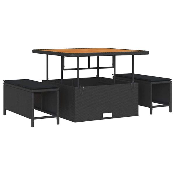 vidaXL Garten-Sofa-Set mit Kissen mit Kissen Schwarz 100 x 100 x 71 cm