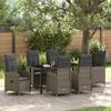 vidaXL Garten Essgruppe mit Kissen 7 pcs Grau Poly Rattan