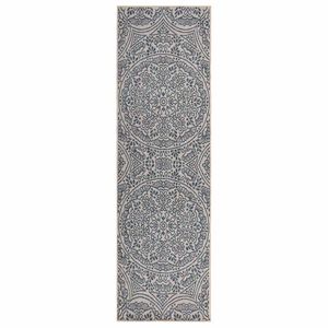 vidaXL Outdoor-Teppich Flachgewebe 80x250 cm Blaues Muster