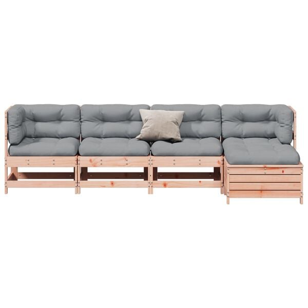 vidaXL 5-tlg. Garten-Lounge-Set mit Kissen Massivholz Douglasie