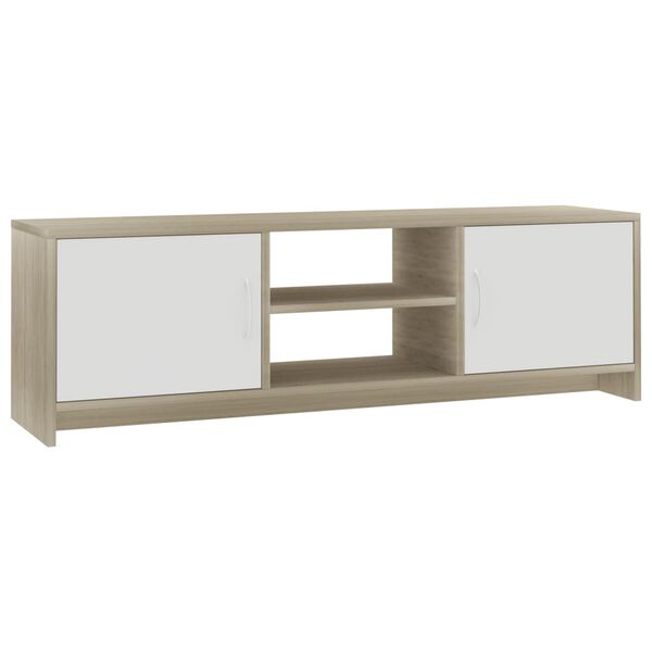 vidaXL TV-Schrank Wei&szlig; Sonoma-Eiche 120x30x37,5 cm Holzwerkstoff