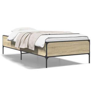 vidaXL Bettgestell Sonoma-Eiche 75x190 cm Holzwerkstoff und Metall