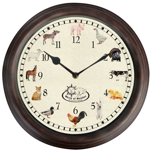 Esschert Design Uhr mit Bauernhoftierger&auml;uschen