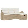 vidaXL Sofa Set mit Kissen 4 pcs Beige und Creme Poly-Rattan