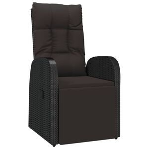 vidaXL Gartensessel Verstellbar mit Kissen Schwarz Poly Rattan