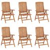 vidaXL Verstellbare Gartenst&uuml;hle mit Auflagen 6 Stk. Massivholz Teak