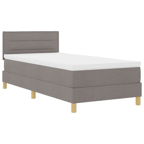 vidaXL LED Boxspringbett mit Matratze mit LED Taupe 90 x 200 cm Stoff