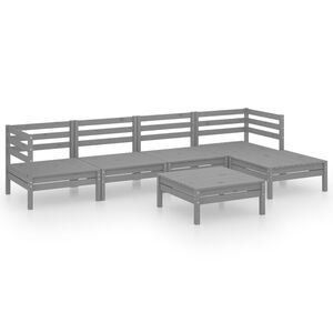 vidaXL 6-tlg. Garten-Lounge-Set Massivholz Kiefer Grau