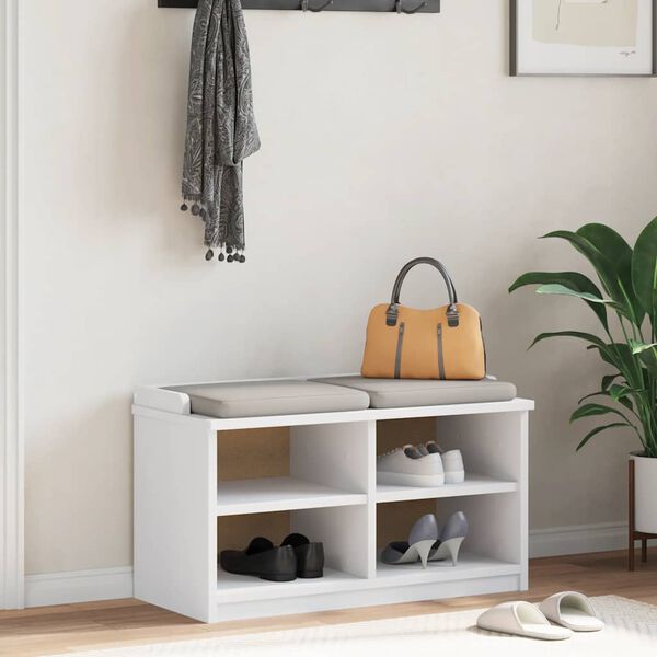 vidaXL Flurbank SANDNES Weiß 87x40x50 cm Massivholz Kiefer