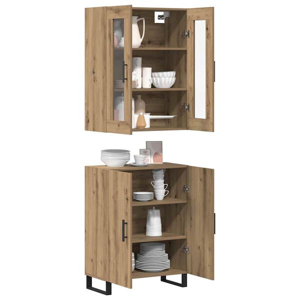 vidaXL Highboard 2 pcs Artisan-Eiche Holzwerkstoff