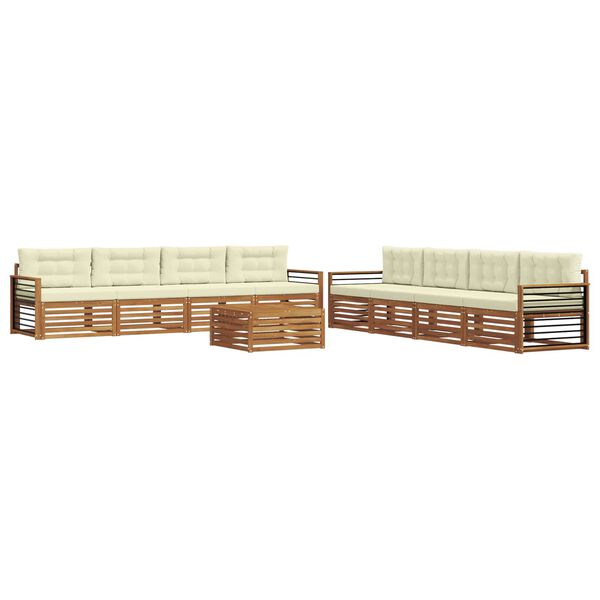 vidaXL Outdoor-Sofagarnitur mit Kissen 9 pcs Natur und Creme