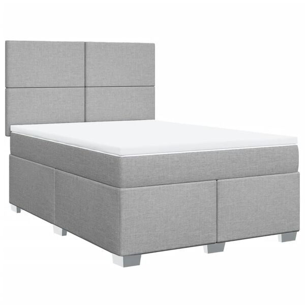 vidaXL Boxspringbett mit Matratze Hellgrau 160x200 cm Stoff