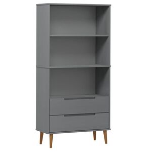 vidaXL B&uuml;cherregal MOLDE Grau 85x35x170,5 cm Massivholz Kiefer