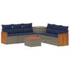 vidaXL Sofa Set 8 stk. Grau und Marineblau Polyrattan und Stahl