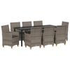 vidaXL Garten Essgruppe 9 stk. Grau Poly-Rattan