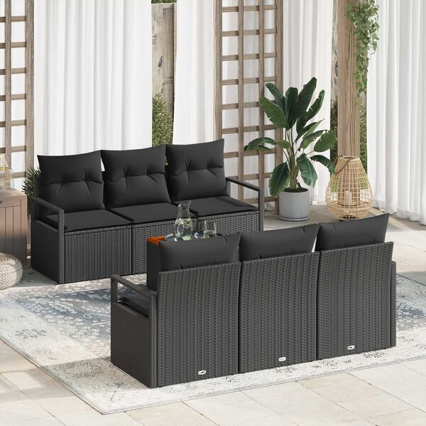 vidaXL Garten-Sofa-Set 7 pcs Schwarz