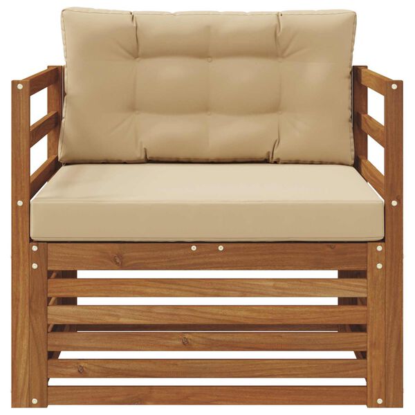 vidaXL Outdoor-Sofagarnitur Massives Akazienholz und Polyester Natur