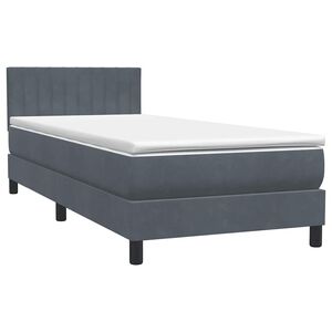 vidaXL Boxspringbett mit Matratze Dunkelgrau 90x220 cm Samt