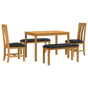 vidaXL Essgruppe 5 stk. Schwarz Massivholz Eiche