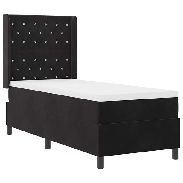 vidaXL Boxspringbett mit Matratze mit LED Schwarz 80 x 200 cm Samt