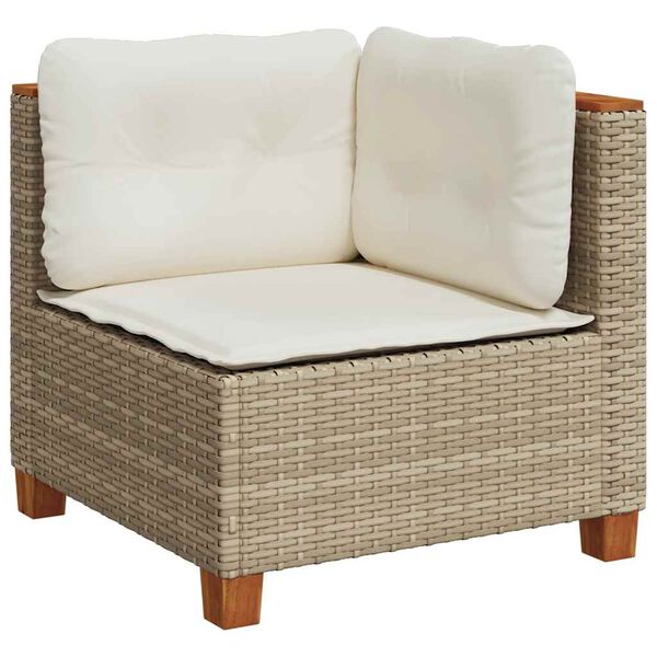 vidaXL 8-tlg. Garten-Sofagarnitur mit Kissen Beige Poly Rattan