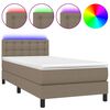 vidaXL Boxspringbett mit Matratze & LED Taupe 100x200 cm Stoff