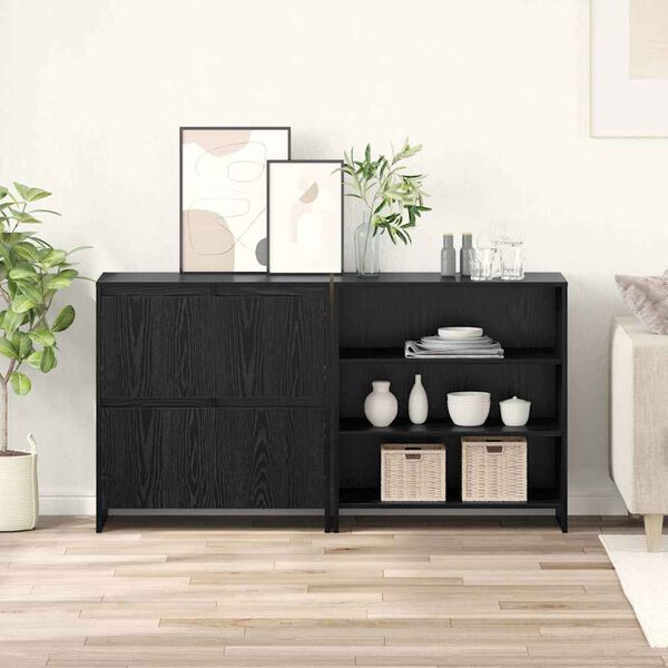 vidaXL Sideboard 2 pcs Schwarz Eichen-Optik 70 x 41 x 75 cm