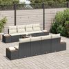 vidaXL Garten-Sofa-Set mit Kissen 9 pcs Schwarz Poly Rattan