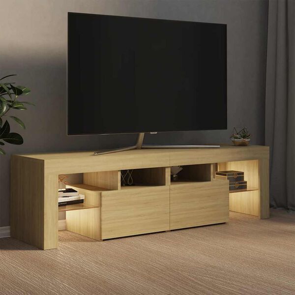 vidaXL TV-Schrank mit LED-Beleuchtung Sonoma-Eiche 140x36,5x40 cm