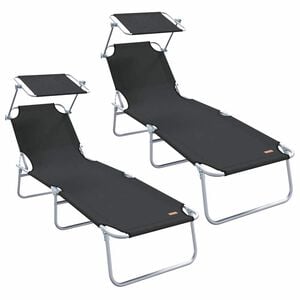 vidaXL Sonnenliege 2 Stk. Polyester Schwarz