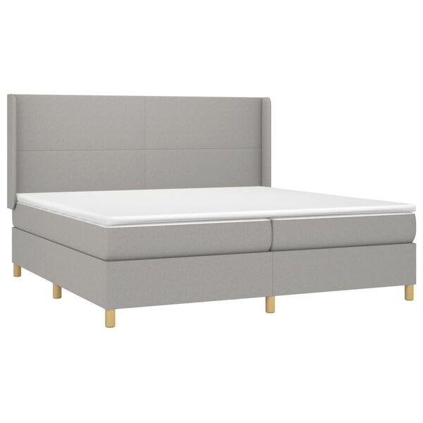 vidaXL Boxspringbett mit Matratze Hellgrau 200x200 cm Stoff