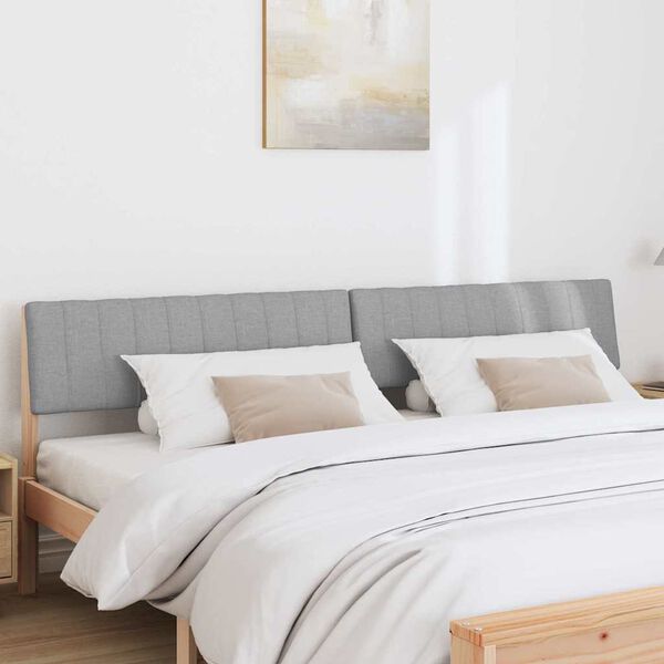 vidaXL Gepolstertes Kopfteil Hellgrau 200 cm Massives Kiefernholz