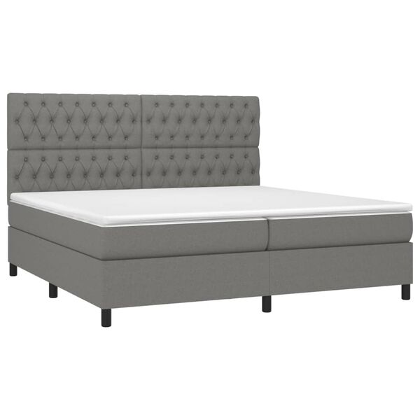 vidaXL Boxspringbett mit Matratze Dunkelgrau 200x200 cm Stoff