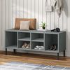 vidaXL Schuhregal OSLO mit Metallbeinen Grau 106x35x45 cm Massivholz