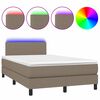 vidaXL Boxspringbett mit Matratze & LED Taupe 120x200 cm Stoff