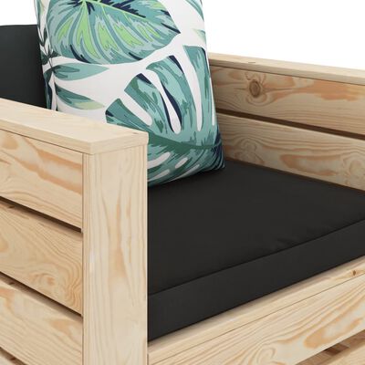 vidaXL 2-tlg. Garten-Lounge-Set mit Blumenkissen Holz