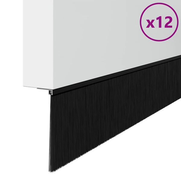vidaXL Aufsteck T&uuml;rb&uuml;rstendichtungen 12 pcs Schwarz 100 cm