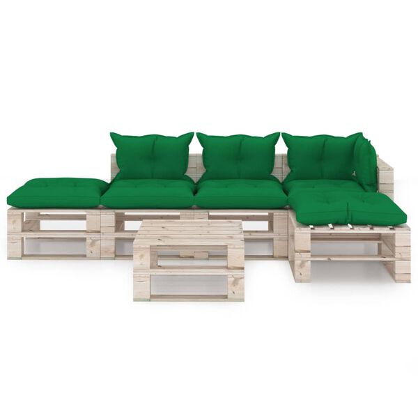 vidaXL 6-tlg. Garten-Lounge-Set aus Paletten mit Kissen Kiefernholz