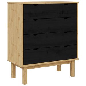 vidaXL Kommode OTTA Schwarz 76,5 x 39,5 x 90 cm Massives Kiefernholz