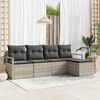 vidaXL Garten-Sofa-Set mit Kissen mit Speicher 5 pcs Hellgrau