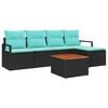 vidaXL Gartensofa-set 6 stk. Schwarz Poly-Rattan