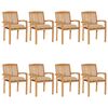 vidaXL Stapelbare Gartenstühle mit Kissen 8 Stk. Massivholz Teak