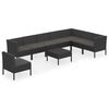 vidaXL 9-tlg. Garten-Lounge-Set mit Auflagen Poly Rattan Schwarz
