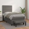 vidaXL Boxspringbett mit Matratze Grau 90x200 cm Kunstleder