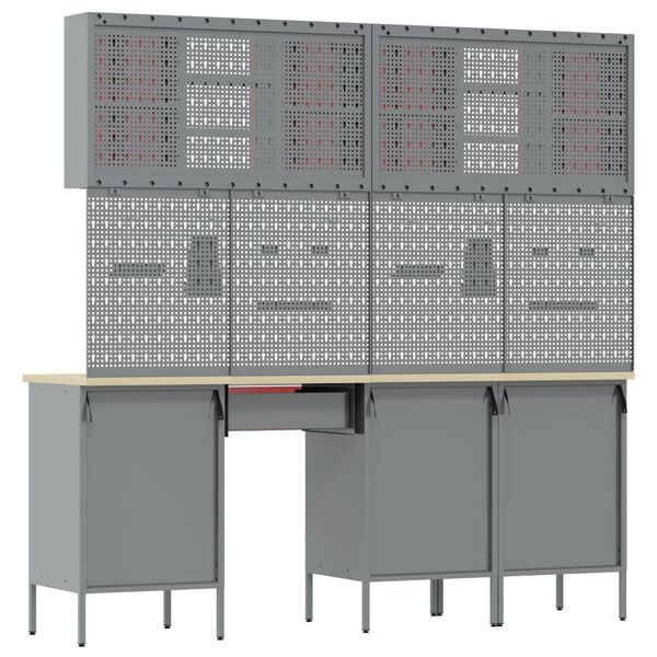 vidaXL Werkbank mit Speicher 10 pcs Schwarz Ingenieure Holz und Stahl