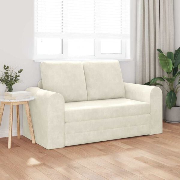 vidaXL Schlafsofa 60cm Creme Samt
