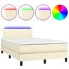 vidaXL Boxspringbett mit Matratze & LED Creme 120x200 cm Kunstleder