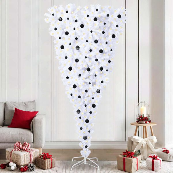 vidaXL K&uuml;nstlicher Weihnachtsbaum Wei&szlig; 240 cm PVC und Stahl