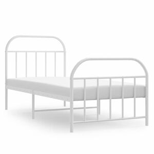 vidaXL Bettgestell mit Kopf- und Fu&szlig;teil Metall Wei&szlig; 90x190 cm
