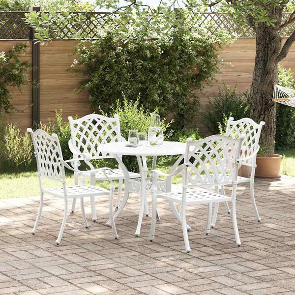 vidaXL Garten Essgruppe 5 pcs Wei&szlig; Aluminium